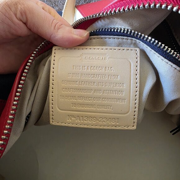 Coach Legacy Boston Weekender 23481 XL Leather Duffel Red White Blue AUTHENTIC - Picture 5 of 16